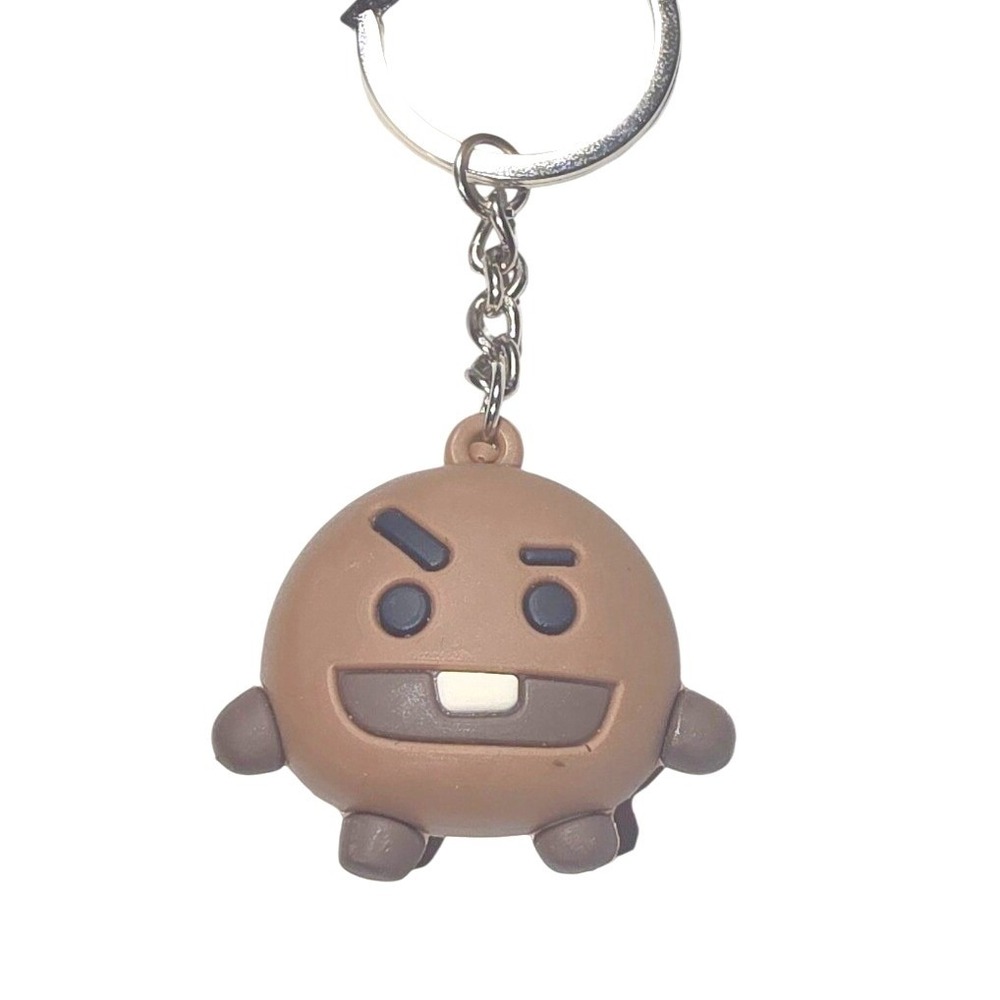 BT21 Shooky Keychain BTS Suga Line Friends Brown Rubber Figure Bag Charm Kawaii